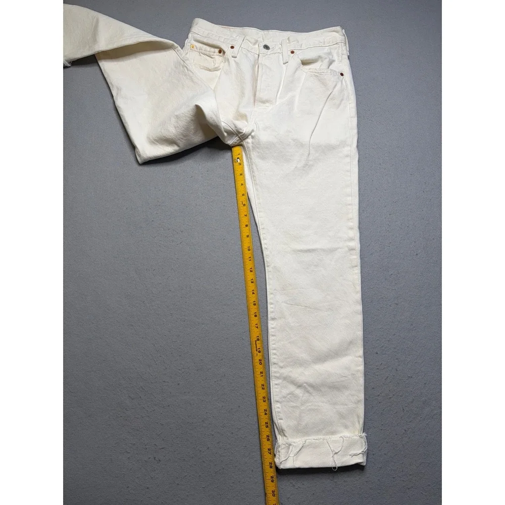 Levi's 501 Original Fit Jeans Mens 30x32 White Premium Straight Leg Raw Hem